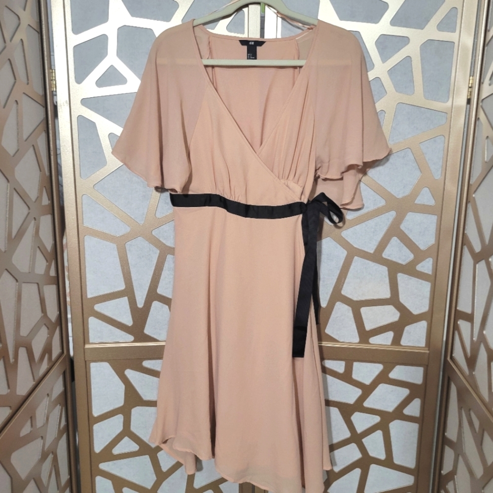 H&M Pink & Black Wrap Dress